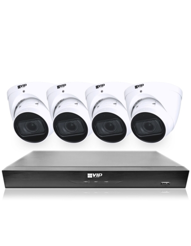 VIP Vision 8MP V8400 Series 8Ch IP NVR 2TB HDD 4x Pro AI Varifocal Dome Cameras (8x4) - NKPRO-88404D Premium Surveillance