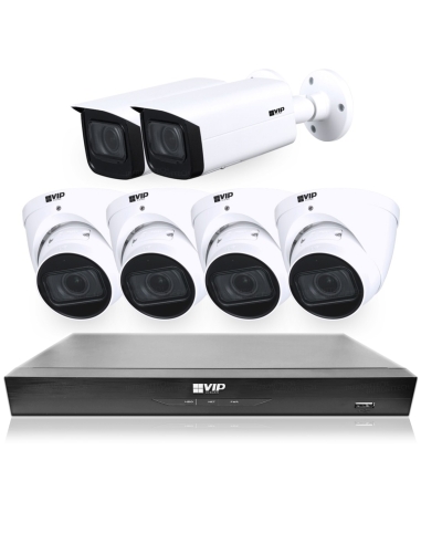 VIP Vision 8MP V8400 Series 8Ch IP NVR 2TB HDD 6x Pro AI Varifocal Dome & Bullet Cameras (8x6) - NKPRO-88404D2B | Surveillance