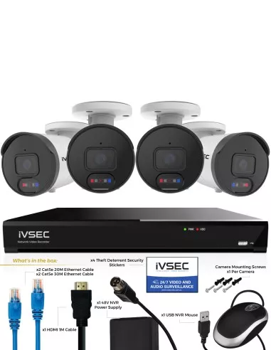 IVSEC 8MP 4K AI 2TB 8CH 4x850B Bullet Cameras UHD IVK8L-8504B