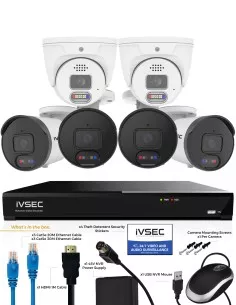 IVSEC 8MP 4K AI 2TB 8CH 4x850B + 2x850D Cameras UHD NVR IVK8L-8504B2D 2