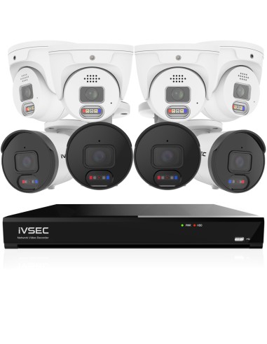 IVSEC 8MP 4K AI 2TB 8CH 4x850B + 4x850D Cameras UHD NVR CCTV Security System (8x8)