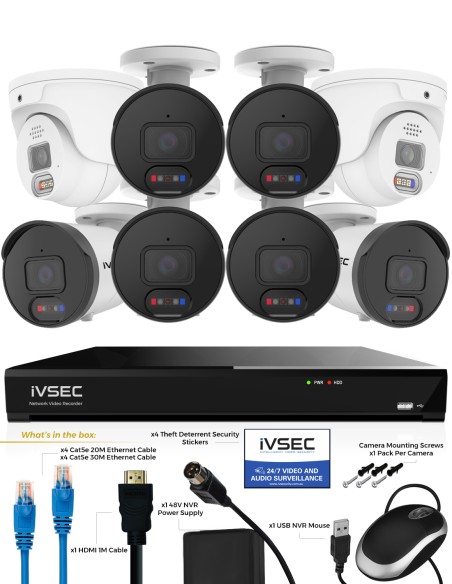 IVSEC 8MP 4K AI 2TB 8CH 6x850B + 2x850D Cameras IVK8L-8506B2D