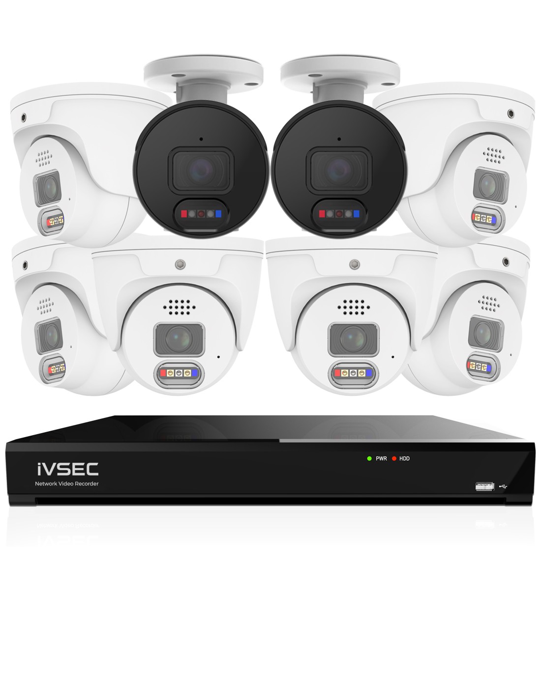 IVSEC 8MP 4K AI 2TB 8CH 6x850D + 2x850B Cameras UHD NVR CCTV Security System (8x8)