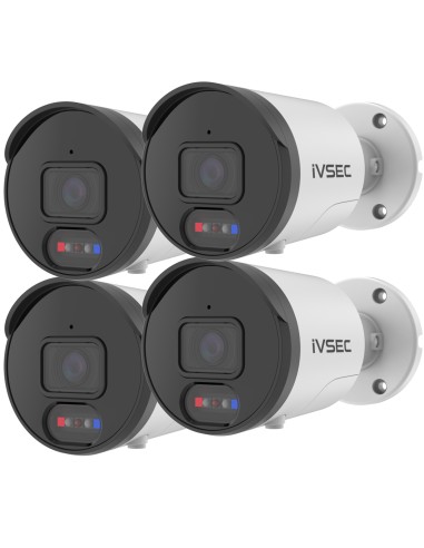 IVSEC 850B 8MP 4K 110° AI PoE ONVIF Advance Deterrent Bullet Security Camera (4-PACK)
