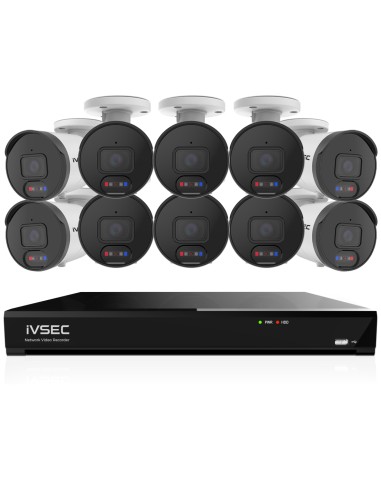 IVSEC 8MP 4K AI 4TB 16CH 10x850B Bullet Cameras UHD NVR CCTV Security System (16x10)