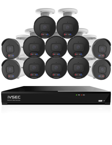 IVSEC 8MP 4K AI 4TB 16CH 12x850B Bullet Cameras UHD NVR CCTV Security System (16x12)