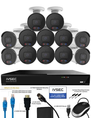 IVSEC 8MP 4K AI 4TB 16CH 12x850B Bullet Cameras IVK16L-85012B