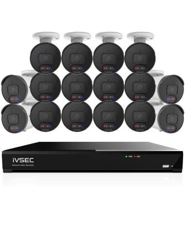 IVSEC 8MP 4K AI 2TB 16CH 16x850B Bullet Cameras UHD NVR CCTV Security System (16x16)