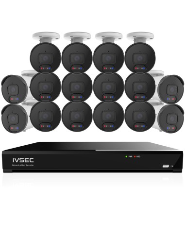 IVSEC 8MP 4K AI 4TB 16CH 16x850B Bullet Cameras UHD NVR CCTV Security System (16x16)