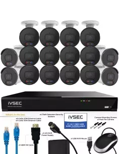 IVSEC 8MP 4K AI 4TB 16CH 16x850B Bullet Cameras UHD NVR IVK16L-85016B 2