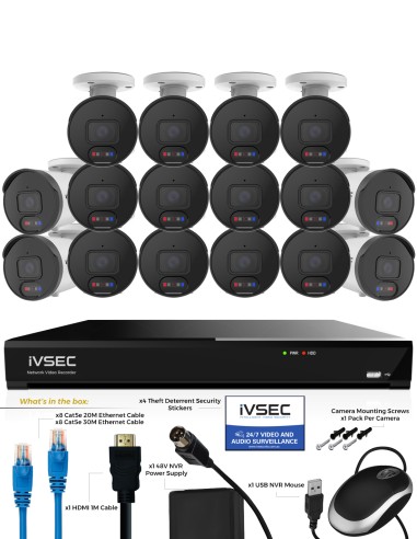 IVSEC 8MP 4K AI 4TB 16CH 16x850B Bullet Cameras IVK16L-85016B