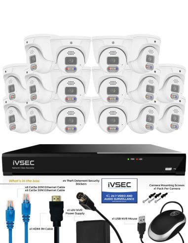 IVSEC 8MP 4K AI 4TB 16CH 16x850D Dome Cameras UHD IVK16L-85016D