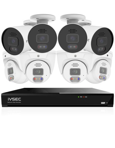 IVSEC PRO 16CH 8MP 4K AI 4TB 4x880B + 4x880D Cam 25fps Sony Starvis NVR CCTV Security Kit (16x8)