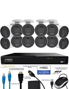 IVSEC PRO 16CH 8MP 4K AI 4TB 12x880B Cam 25fps Sony Starvis IVK16P-88012B 2