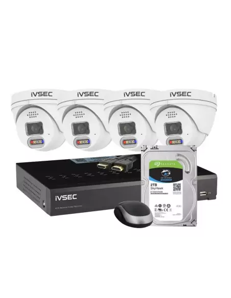 iVSEC 8MP 4x IP Deterrence Camera 8Ch 4TB PoE NVR IVK-51B