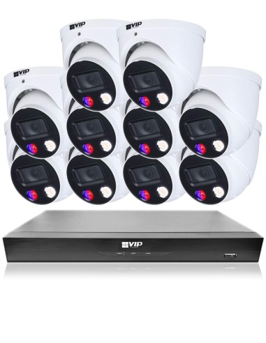 VIP Vision 8MP 8600 Series 16Ch AI IP NVR 4TB HDD Colour Night Vision 10x SMD+ Dome Cameras (16x10) - NKPRO-1686010D