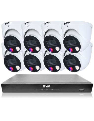 VIP Vision 8MP 8600 Series 8Ch AI IP NVR 2TB HDD Colour Night Vision 8x SMD+ Dome Cameras (8x8) - NKPRO-88608D