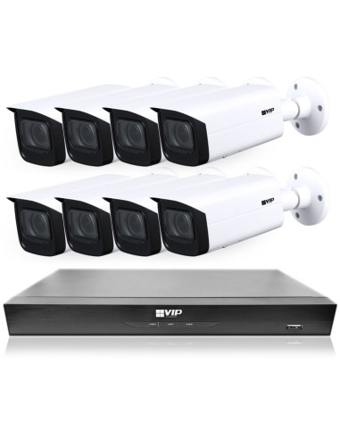 VIP Vision 8MP 8400 Series 8Ch IP NVR 2TB HDD 8x Pro AI Varifocal Bullet Cameras (8x8) - NKPRO-88408B
