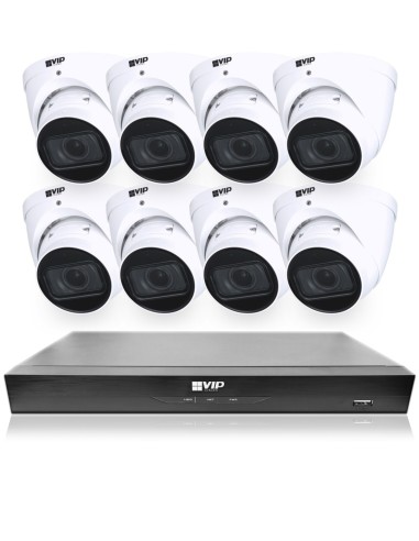 VIP Vision 8MP 8400 Series 8Ch IP NVR 2TB HDD 8x Pro AI Varifocal Dome Cameras (8x8) - NKPRO-88408D