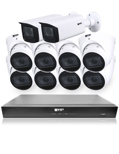 VIP Vision 8MP 8400 Series 16Ch IP NVR 4TB HDD 8x Pro AI Varifocal Dome + 2x VF Bullet Cameras (16x10) - NKPRO-168408D2B