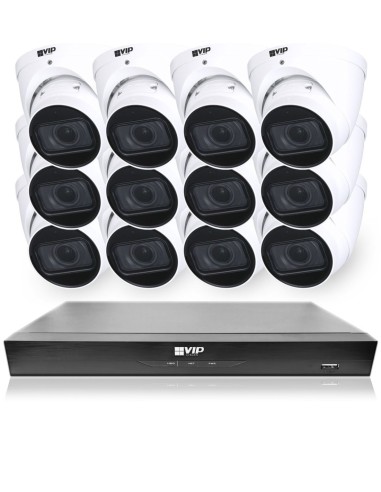 VIP Vision 8MP 8400 Series 16Ch IP NVR 4TB HDD 12x Pro AI Varifocal Dome Cameras (16x12) - NKPRO-1684012D