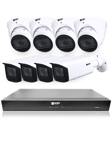 VIP Vision 8MP 8400 Series 16Ch IP NVR 4TB HDD 4x Pro AI Varifocal Bullet + 4x VF Dome Cameras (16x8) - NKPRO-168404B4D