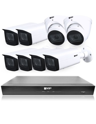 VIP Vision 8MP 8400 Series 16Ch IP NVR 4TB HDD 6x Pro AI Varifocal Bullet + 2x VF Dome Cameras (16x8) - NKPRO-168406B2D