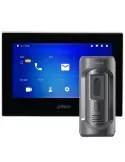 Dahua Intercom Kit Black 7-inch Touch Screen Outdoor Station and 4 Port PoE Switch - KIT-DHI-7INBLK2101E-P
