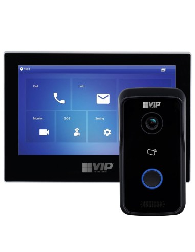 VIP Vision Complete Residential IP Stylish Black Video Intercom Kit Mobile Live Viewing - INTIPRKITJ2
