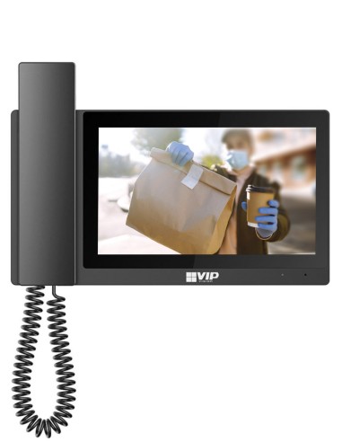 VIP Vision Residential IP Intercom Monitor with Handset (Black) - INTIPMONDBH2