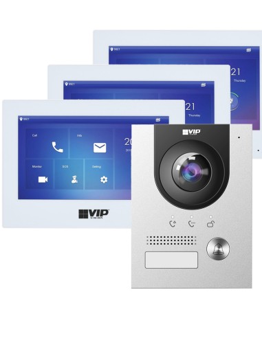 VIP Vision Complete Premium Video IP Intercom Kit Flush Mounted 3x Door Station - INTIPRKITG-P/3M