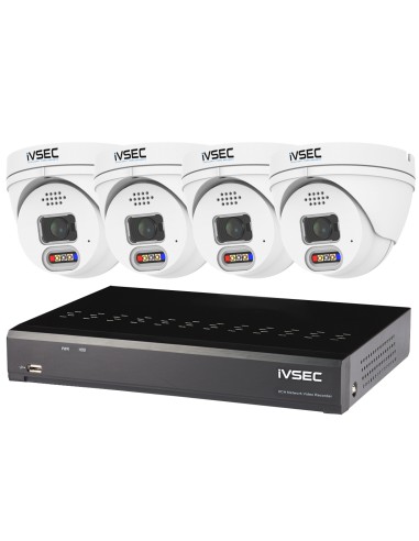 iVSEC 4MP Advanced Deterrent LX-Series 4Ch 2TB NVR 4 IP Camera CCTV Security Kit - LVK-119