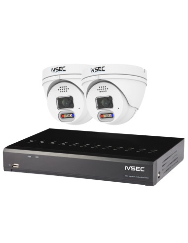 iVSEC 4MP Advanced Deterrent LX-Series 4Ch 2TB NVR 2 IP Camera CCTV Security Kit - LVK-11942