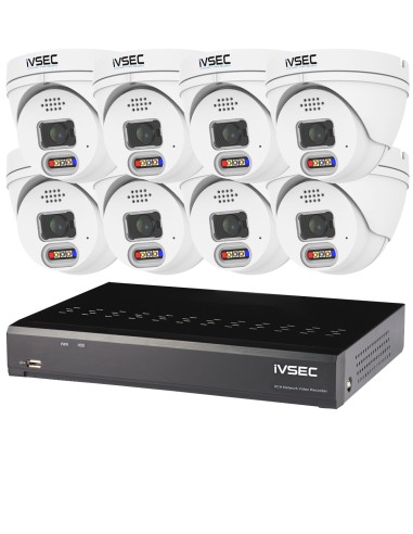 iVSEC 4MP Advanced Deterrent LX-Series 8Ch 2TB NVR 8 IP Camera CCTV Security Kit - LVK-11988