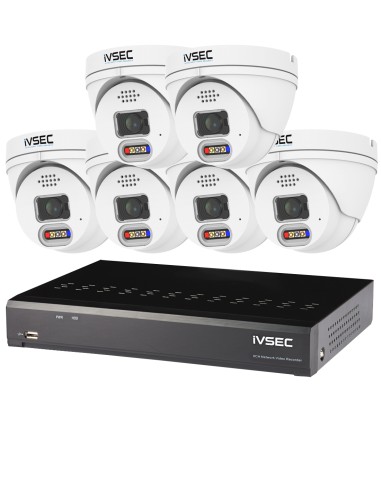 iVSEC 4MP Advanced Deterrent LX-Series 8Ch 2TB NVR 6 IP Camera CCTV Security Kit - LVK-11986