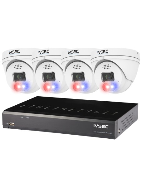 iVSEC 8MP 4x IP Deterrence Camera 8Ch 4TB PoE NVR IVK-51B