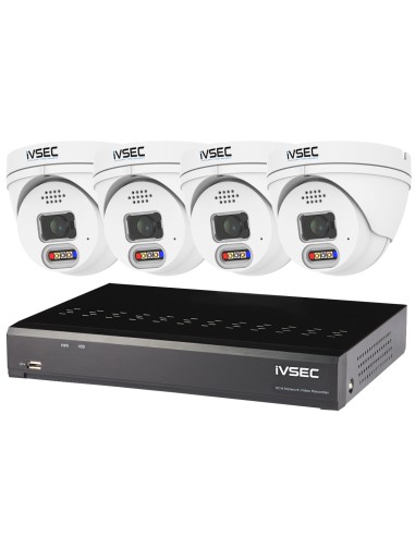 iVSEC 8MP 4x IP Deterrence Camera 8Ch 4TB PoE NVR 4K Surveillance Kit - IVK-51B
