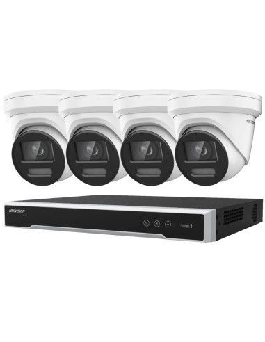 Hikvision 8MP 4K 8Ch 4TB IP NVR 4x ColorVu Turret HIKIT-DS-4C8MP8CH
