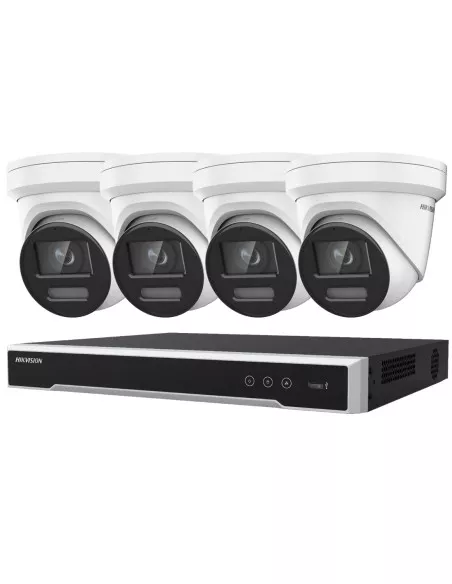Hikvision 8MP 4K 8Ch 4TB IP NVR 4x ColorVu Turret HIKIT-DS-4C8MP8CH