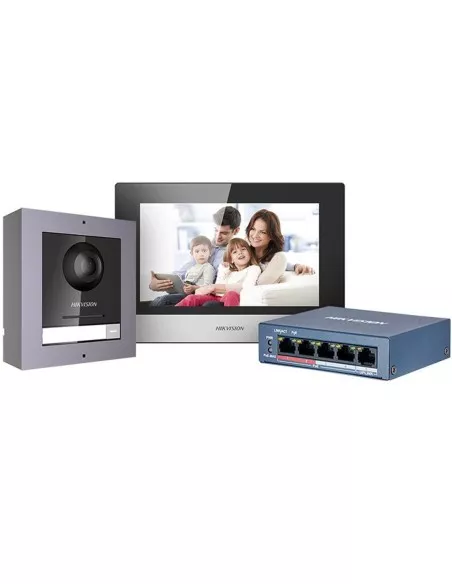 Hikvision 2MP IP PoE Stylish Video Intercom Kit DS-KIS602 Hikvision 2MP IP PoE Stylish Video Intercom Kit DS-KIS602