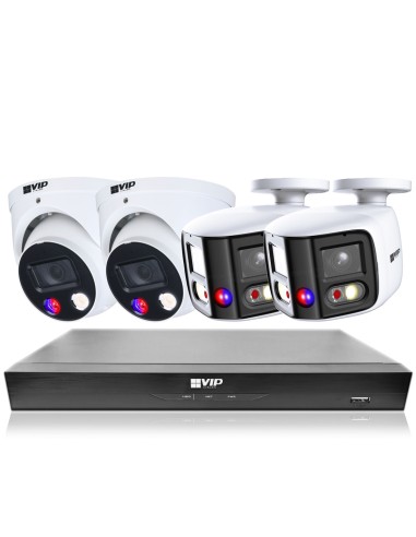 VIP Vision 8MP 8600 Series 8Ch AI IP NVR 2TB 2x ID3 & 2x 180° SMD+ Dome & Bullet Cameras (8x4) - NKPRO-88602D2BD
