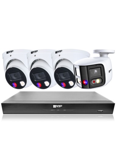 VIP Vision 8MP 8600 Series 8Ch AI IP NVR 2TB 3x ID3 & 1x 180° SMD+ Dome & Bullet Cameras (8x4) - NKPRO-88603D1BD