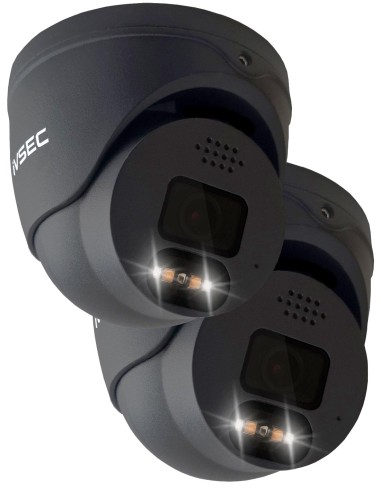 IVSEC 850D 8MP 110° AI PoE ONVIF Advance Deterrent BLACK Dome Camera - IVNC-850D-BLK-2PK