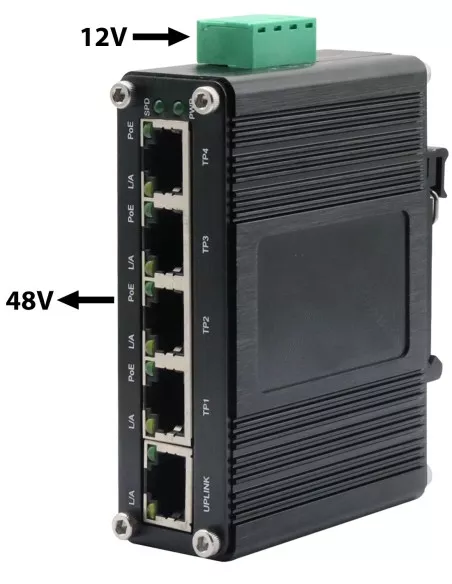 Network Switch 4-Port PoE+ Input 12~48VDC IF-104PU12/48 Network Switch 4-Port PoE+ Input 12~48VDC IF-104PU12/48
