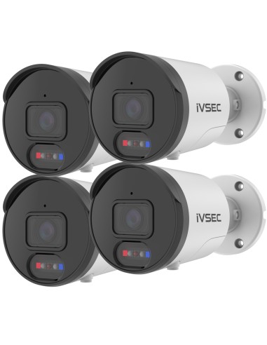 IVSEC 1250B 12MP 6K 87° AI PoE ONVIF Advance Deterrent Bullet Security Camera - IVNC-1250B-4PK