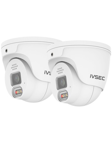 IVSEC 1250D 12MP 6K 87° AI PoE ONVIF Advance Deterrent Dome Security Camera - IVNC-1250D-2PK