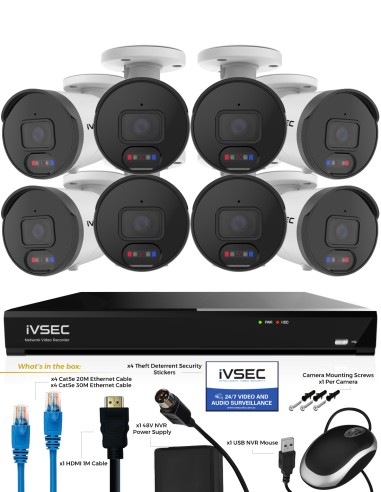 IVSEC 12MP 6K AI 2TB 8CH 8x1250B Bullet Cameras IVK8L-12508B