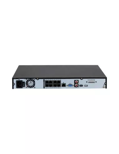 Dahua 8 Channel NVR, model DHI-NVR4108HS-8P-AI, showcasing sleek design and compatibility with advanced surveillance systems