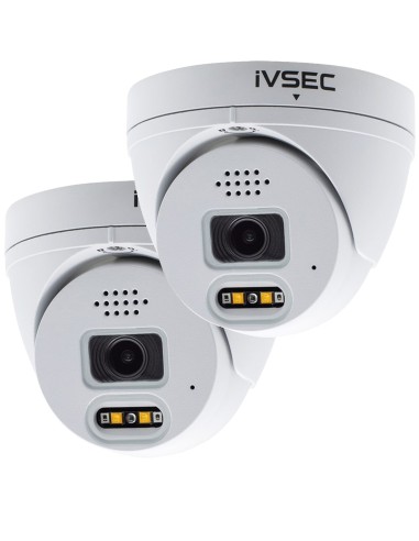 IVSEC 4MP 2-PACK Turret Dome 95° SMD Colour Night Vision 2-Way Audio ONVIF Security IP Camera - IVNC119XA-2PK