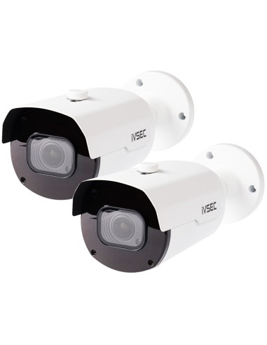 IVSEC 8MP 4K 2-PACK Ultra-HD Motorised Zoom 2.8-12mm 45m IR Night-Vision Bullet Security Camera - IVNC531XB-2PK